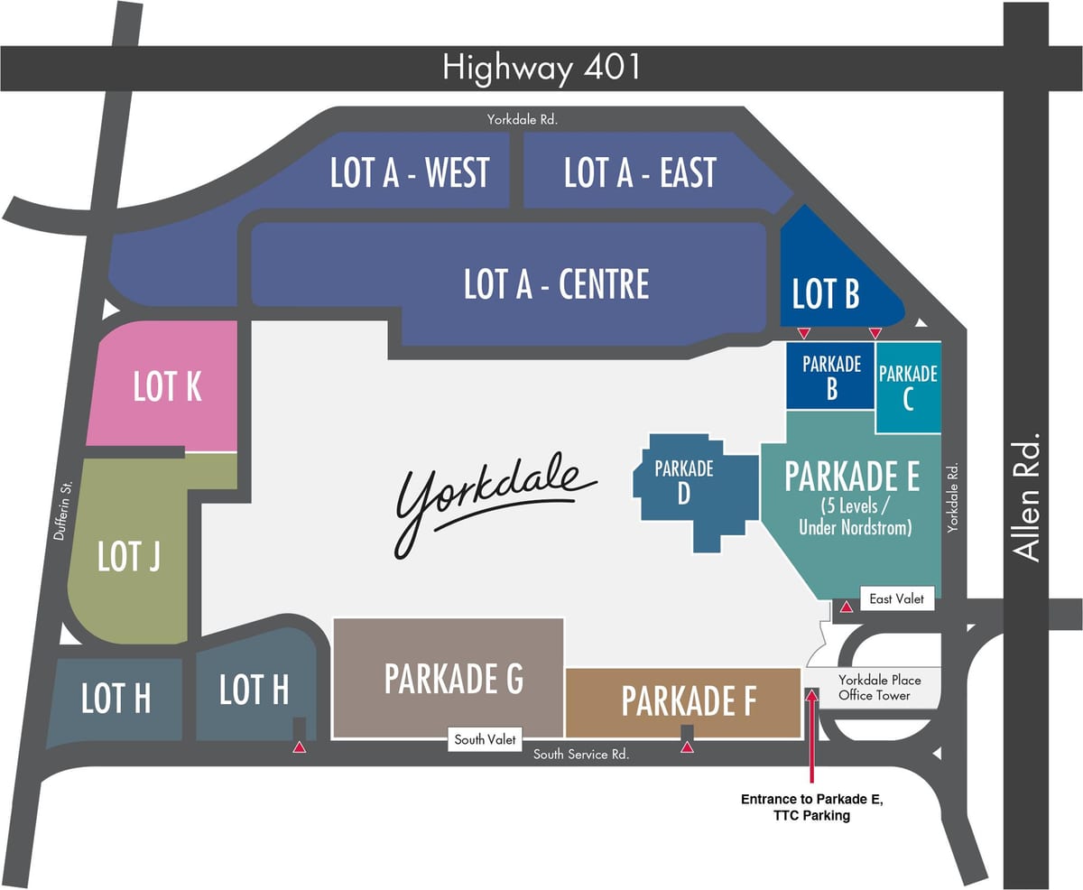 Քարտեզ կենտրոնի yorkdale կայանատեղի