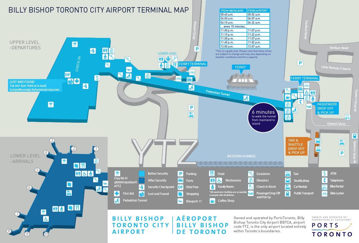 Քարտեզ օդանավակայան Բիլլի Բիշոփը Տորոնտոյի Սիթի 