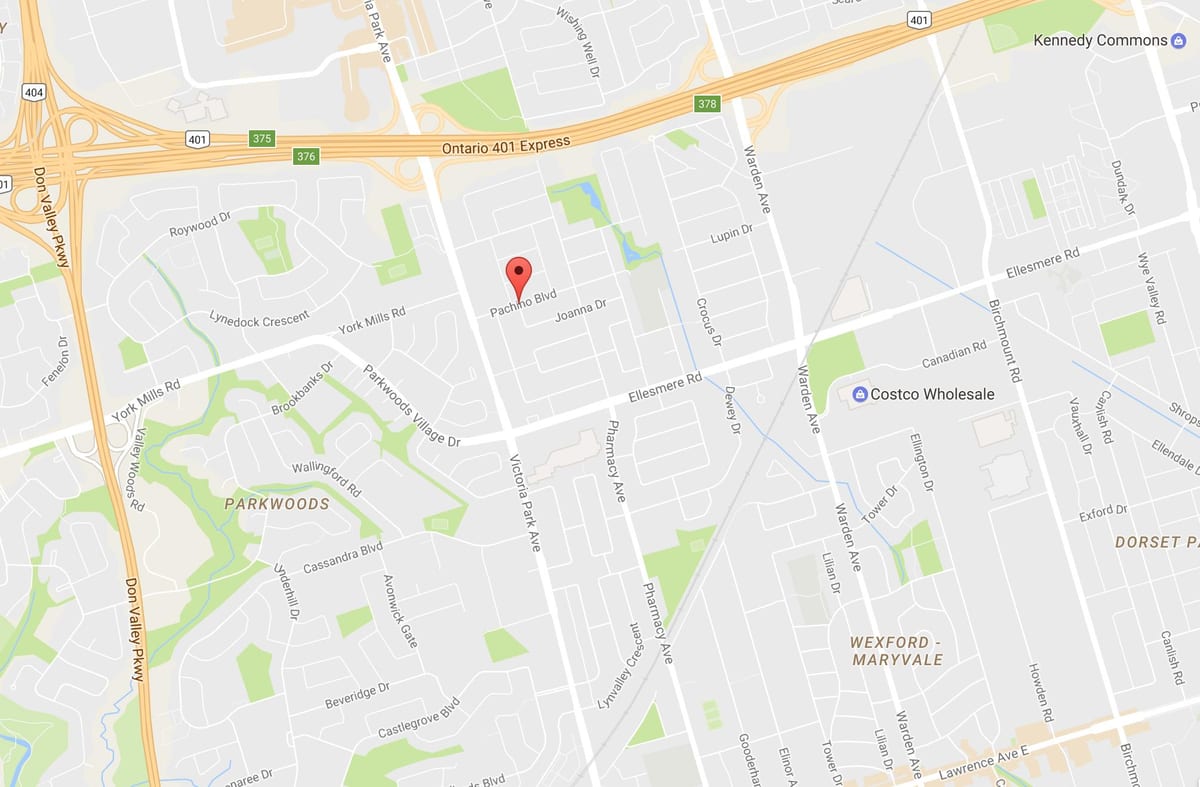 Քարտեզ Maryvalen eighbourhood Տորոնտոյում