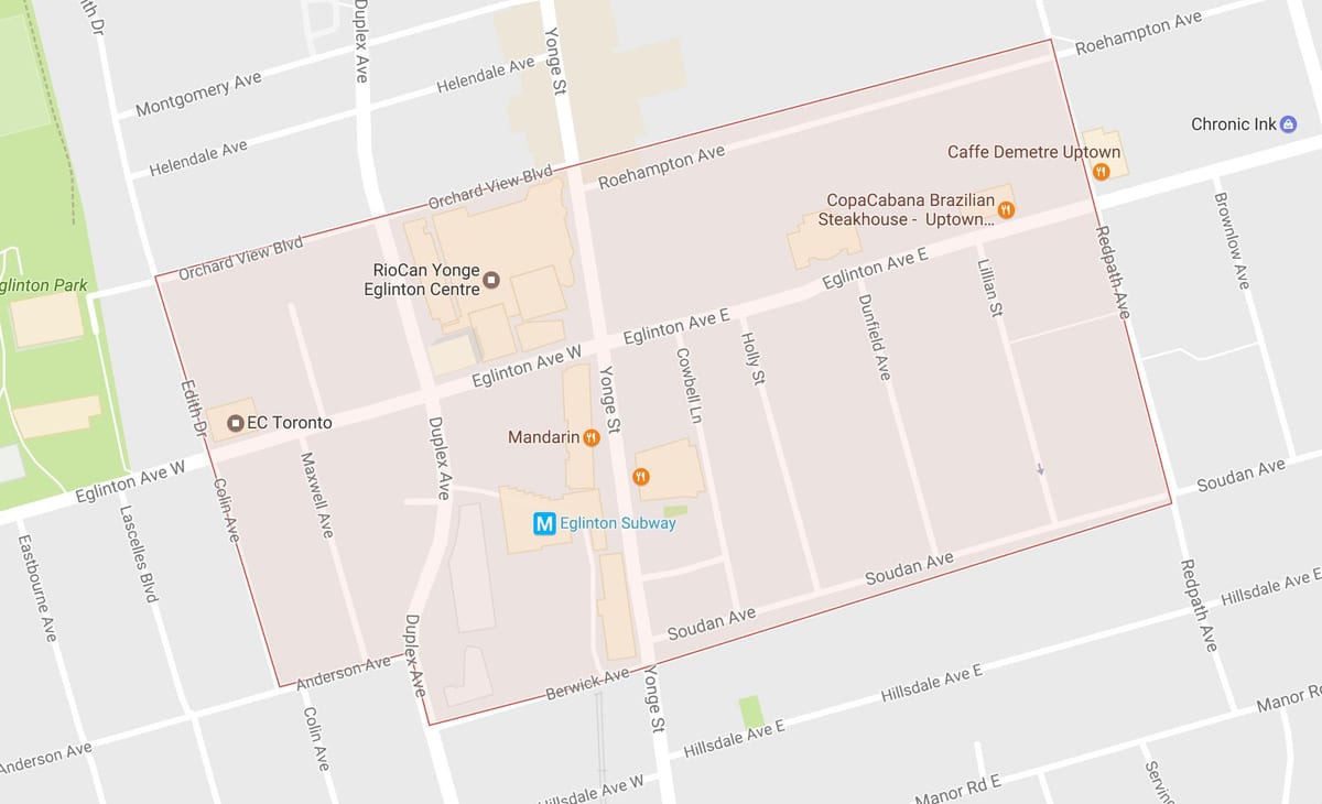 Քարտեզ yonge եւ eglinton ՝ Տորոնտոյի