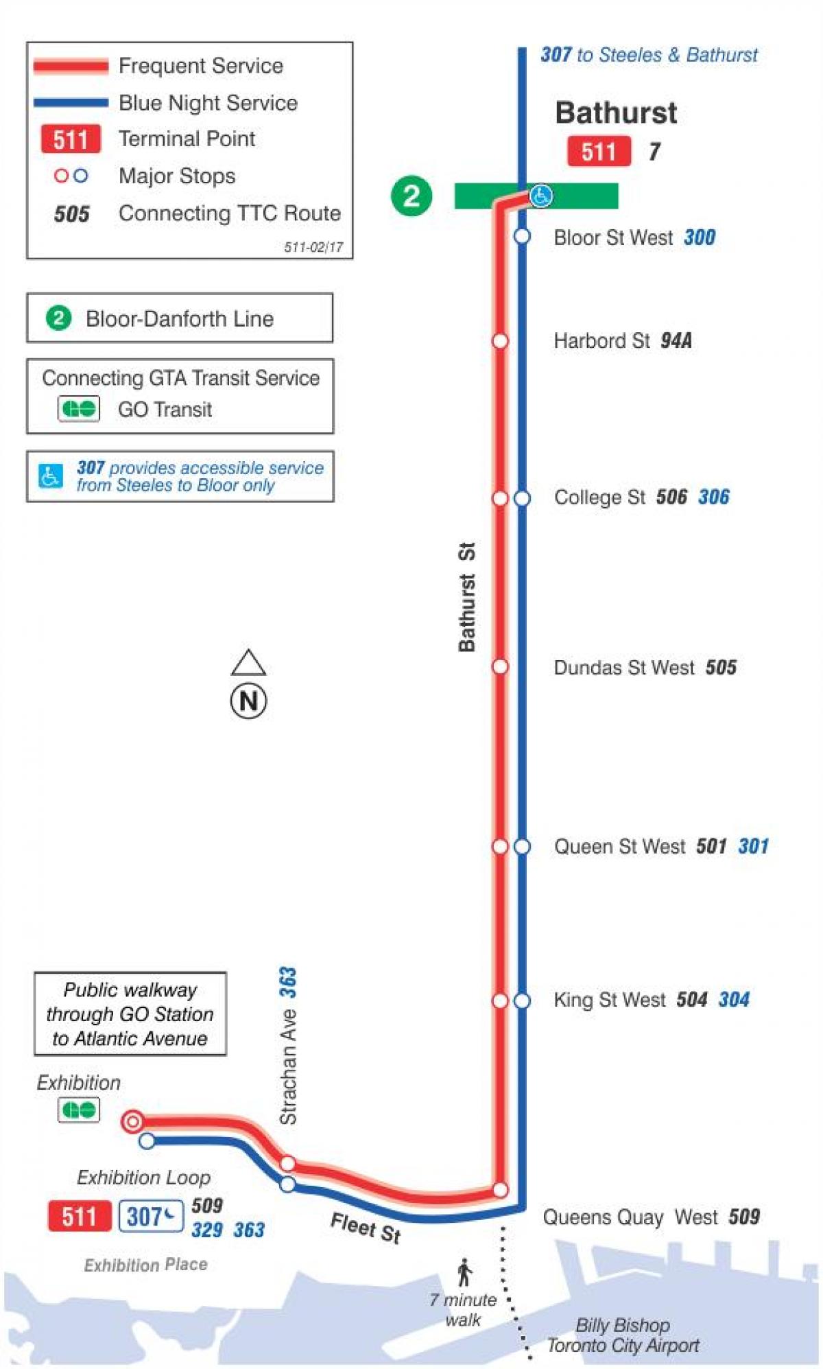 Քարտեզ трамвайную գիծ 511 Батерст