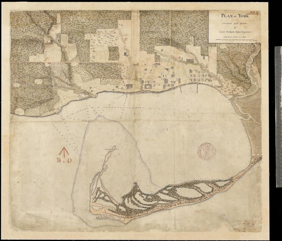 Քարտեզը երկրագնդի առաջին դարի Յորք Տորոնտոյի 1787-1884