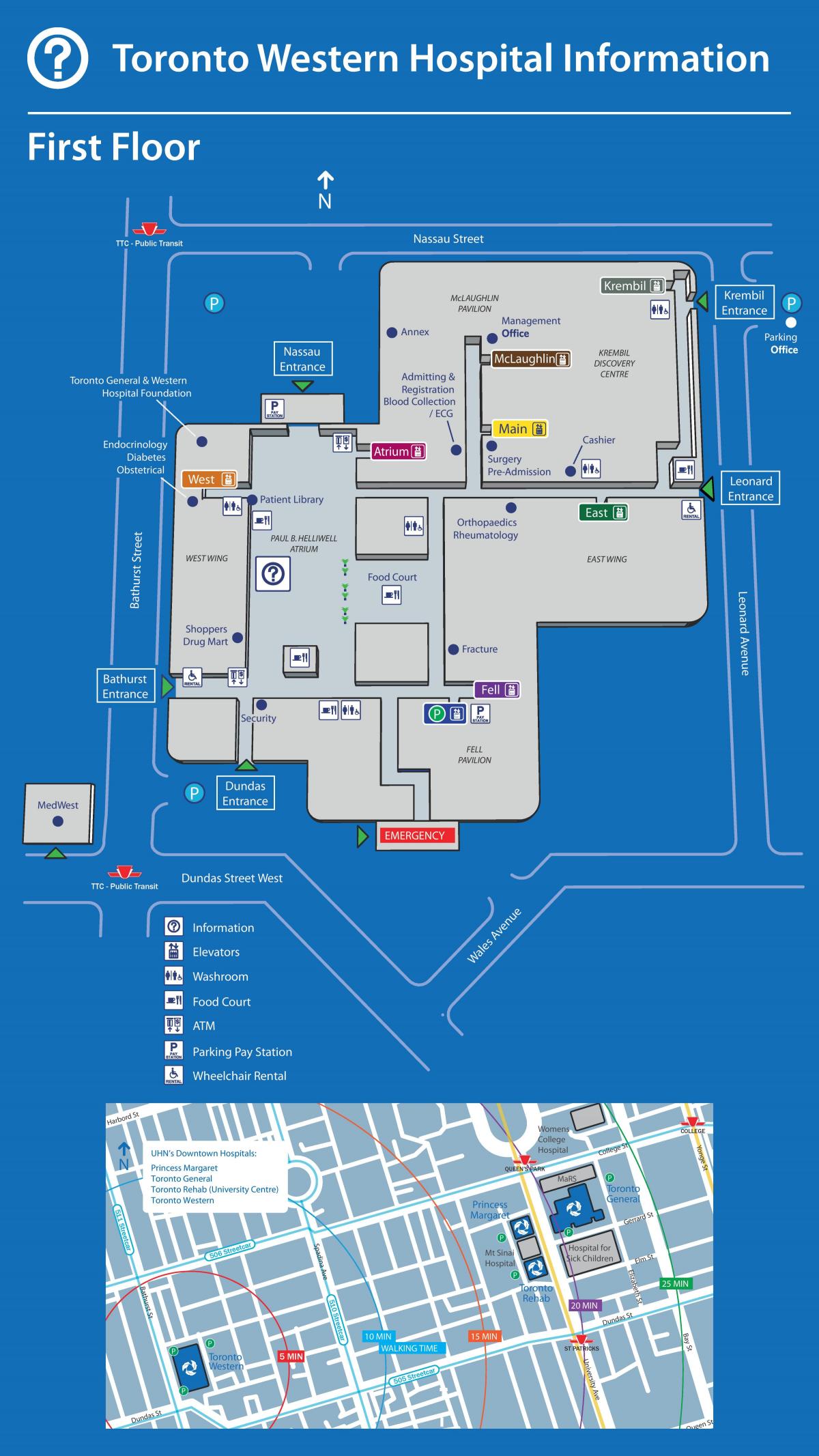 Քարտեզ Արևմտյան հիվանդանոցի Տորոնտոյում 