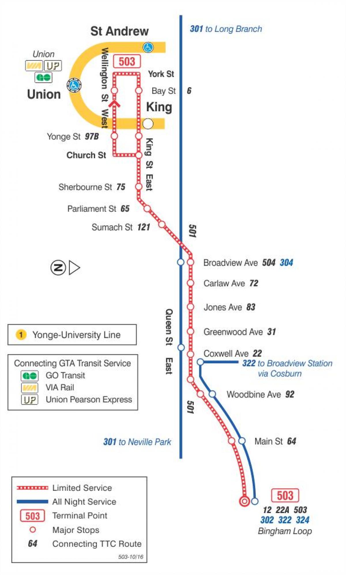 Քարտեզ трамвайную գիծ 503 Kingston Ճանապարհը