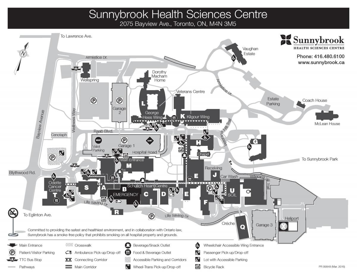 Քարտեզ կենտրոնի առողջապահական գիտությունների Саннибрук - կայք shsc