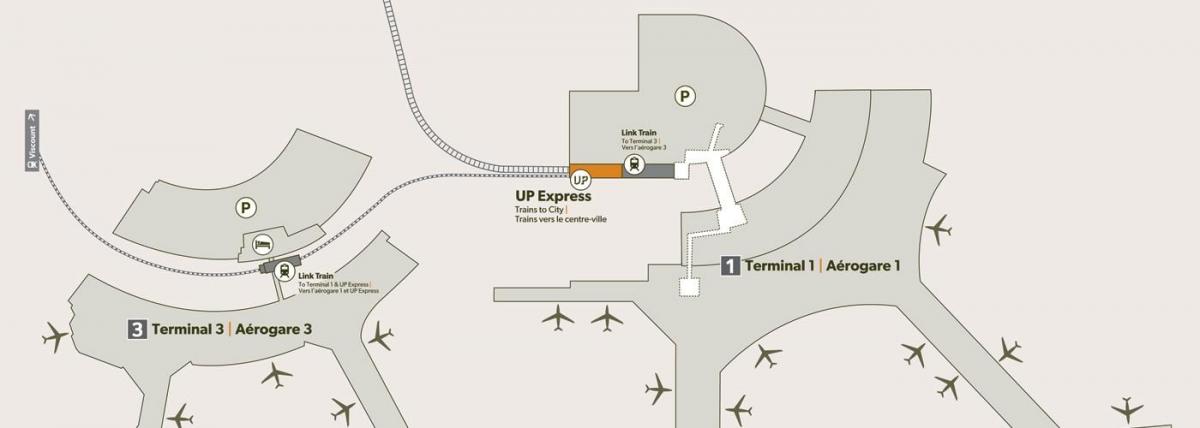 Քարտեզ երկաթուղային կայարանից օդանավակայան Pearson 