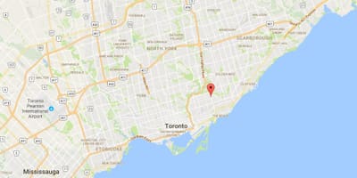 Քարտեզ Вудбайн Heightsdistrict Տորոնտոյում