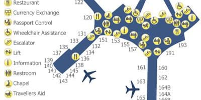Քարտեզ Տորոնտոյի Pearson օդանավակայան տերմինալ 1