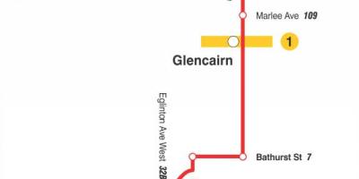 Քարտեզ ТТК 14 Гленкейн ավտոբուսային երթուղու Տորոնտոյում