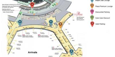 Քարտեզ Տորոնտոյի միջազգային տերմինալի ժամանման օդանավակայանը Pearson 